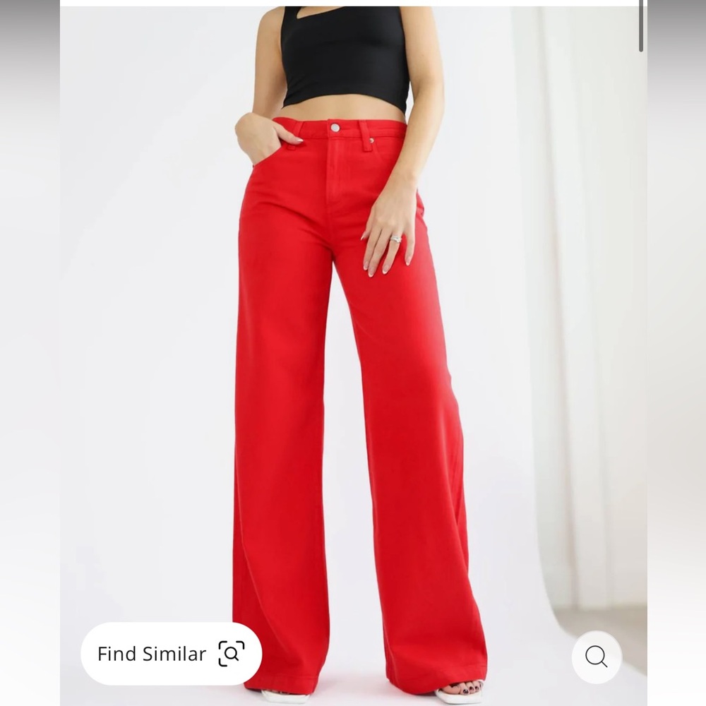 Pistola Jadyn Low Slung Palazzo Jeans Samba Red Size 32